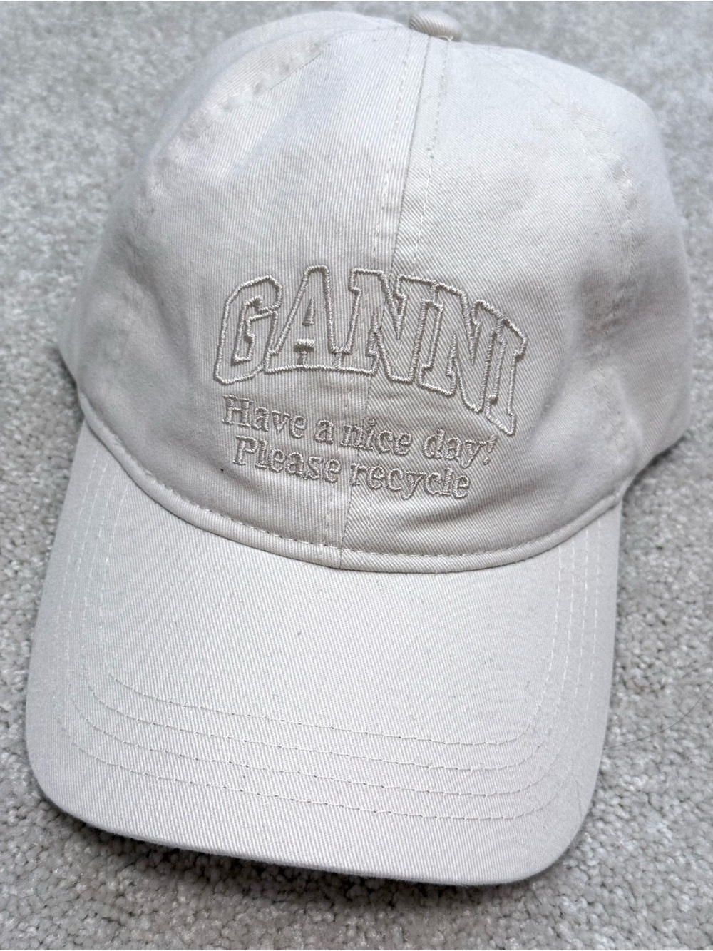GANNI egret color Canvas Cap